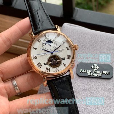 Patek Philippe Complications Men SS Rose Gold Bezel Watch